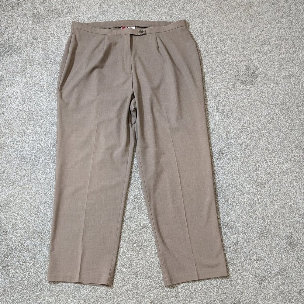 JM COLLECTION Brown High Rise Straight Leg Front Zip Career Pants; Size 18